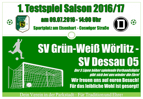 Vorschau SA 14 Uhr: SV Grün-Weiß Wörlitz- SV Dessau 05