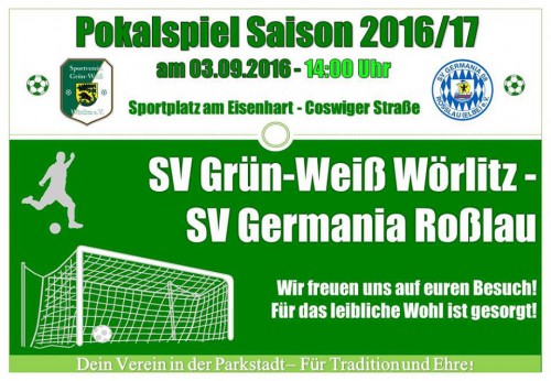 Vorschau: Pokalspiel Samstag 03.09. 14:00 Uhr