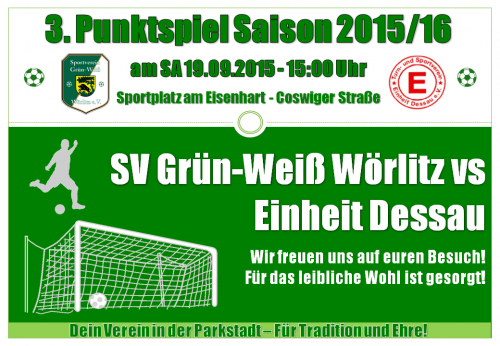 Nächstes Spiel gegen Einheit Dessau SA 15 Uhr am Eisenhart!