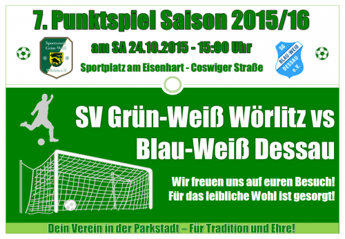 Vorschau: SV Grün-Weiß Wörlitz (2.) vs Blau-Weiß Dessau (7.)