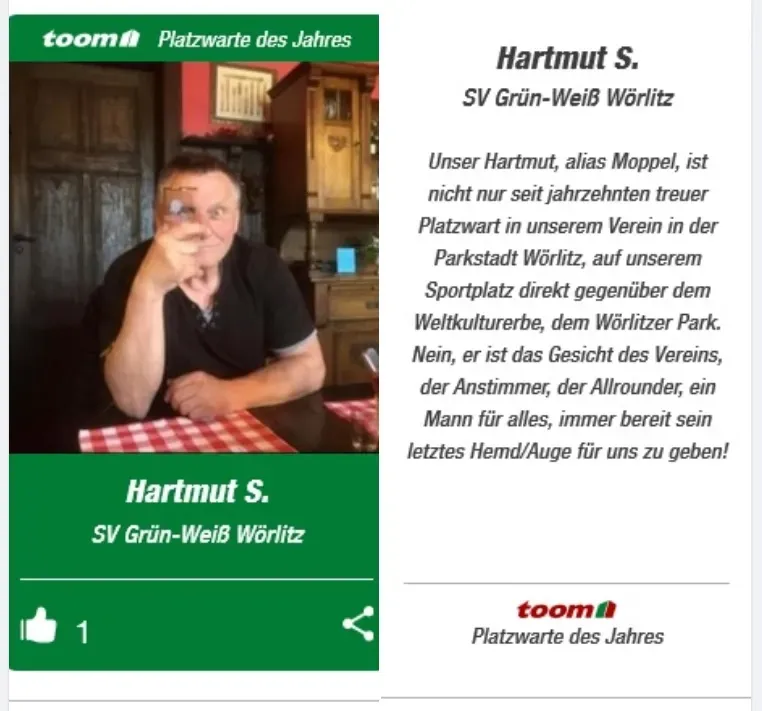 Toom Platzwart des Jahres - Stimmt ab für Moppel!
