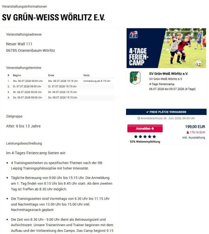 RB Leipzig Fussballschule in Wörlitz vom 6.-9.7.26