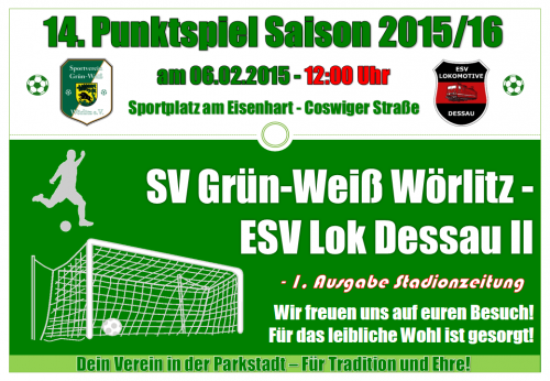 Vorschau: SV Grün-Weiß Wörlitz (1.) - ESV Lok Dessau II (8.)
