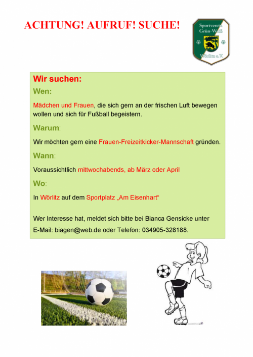 Achtung - Suchen interessierte Frauen für ein Freizeit Team!