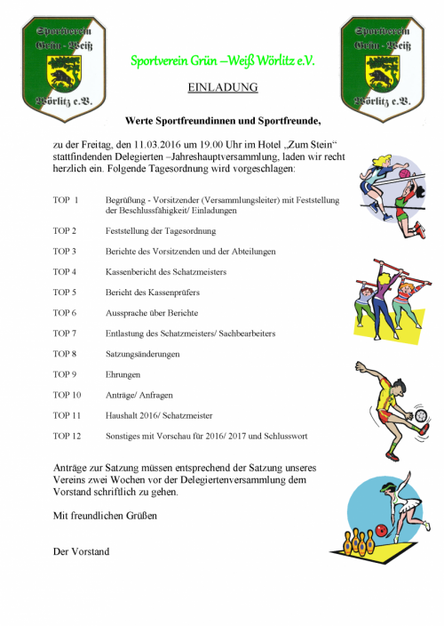 Jahreshauptversammlung am 11.03.!