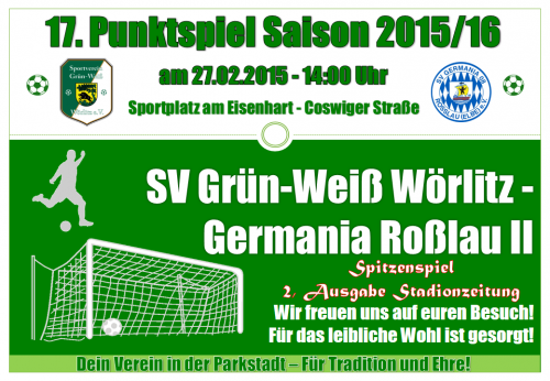 Vorschau: SV Grün-Weiß Wörlitz (1.)- Germ. 08 Roßlau II (2.)