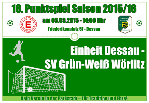 SA 14 Uhr: Einheit Dessau (15.) - SV Grün-Weiß Wörlitz (1.)