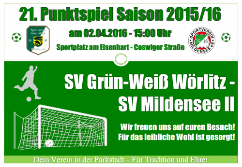 Vorschau GW Wörlitz (1.). - SV Mildensee II (15.)