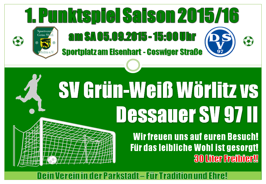 Punktspielauftakt am SA 15 Uhr gegen DSV 97 II - Freibier!!